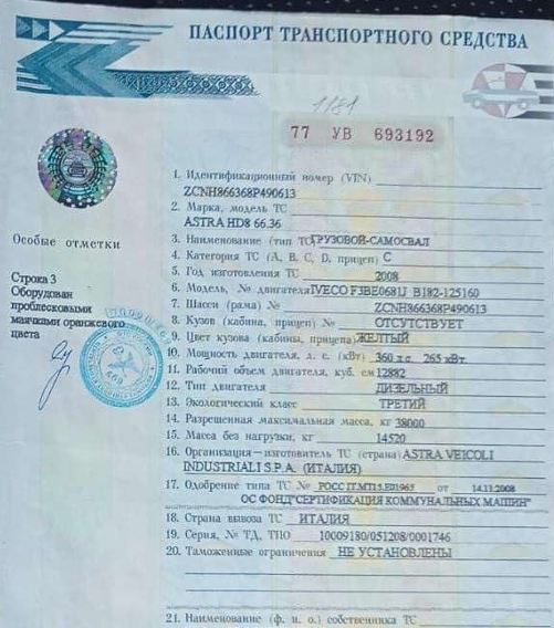 Самосвал Astra HD8 66.36
